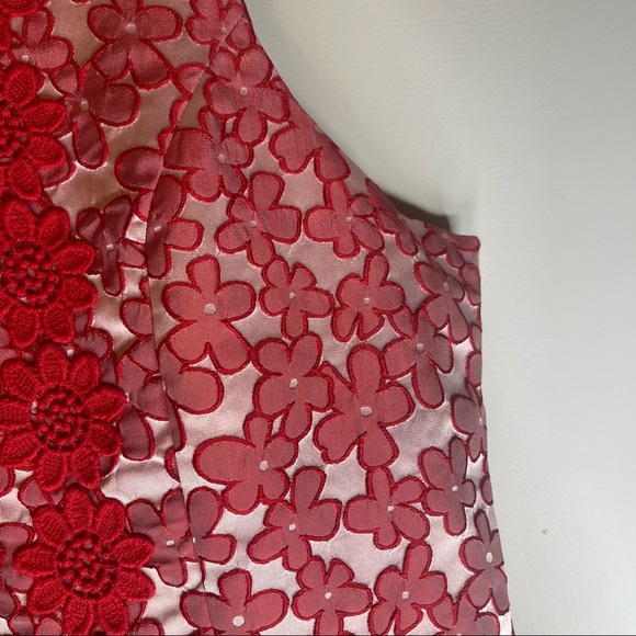 ROSALITA MCGEE Red Floral Crochet Detail A Line Sleeveless Dress Size Large - Picture 2 of 6